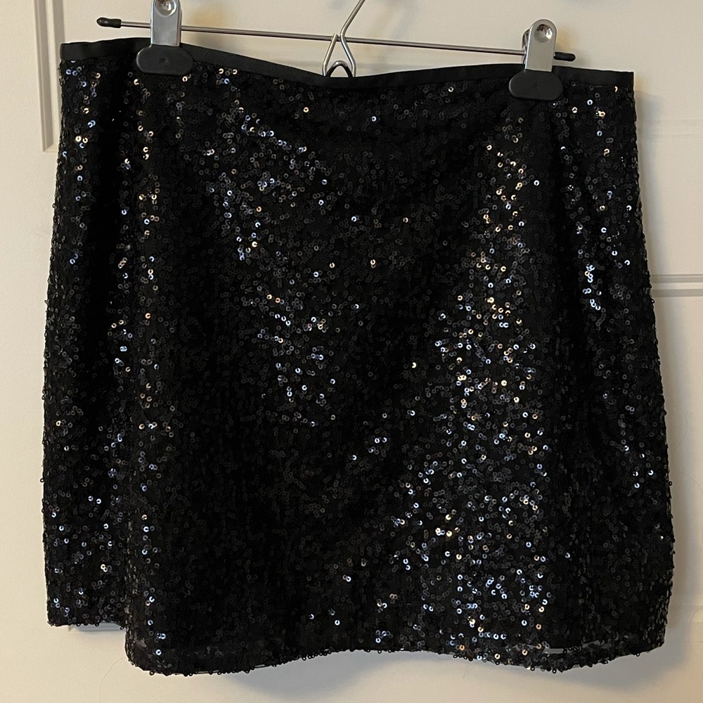 J. Crew Black Sequin Mini Skirt Size 8